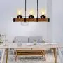 PUZHI HOME Modern Kitchen Island Pendant Light, 3 Lights Wooden Light Fixture Farmhouse Chandelier Rustic Dining Room Light for Kitchen Farmhouse Dining Room Living Room Barn