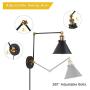 Plug in Wall Sconce Swing Arm Modern Wall Lamp 2 Pack, Matte Black and Brass Finish, Wall Mounted Adjustable Light Fixture for Bedside, Living Room, Bathroom, Home Decor Plug in Wall Sconce Swing Arm Modern Wall Lamp 2 Pack, Matte Black and Brass Finish, Wall Mounted Adjustable Light Fixture for Bedside, Living Room, Bathroom, Home Decor