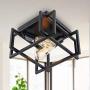 2-Lights Black Rustic Flush Mount Ceiling Light Fixture ,Industrial Metal Square Ceiling Light for Hallway, Entryway, Foyer, Dining Room, Bedroom