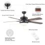 CO-Z 52 Farmhouse Ceiling Fan with Lights and Remote, Rustic Ceiling Fans with LED Light for Bedroom, Living Room, Kitchen, Black Ceiling Fan Light Fixture with 5 Plywood Blades (Cherry & Walnut)