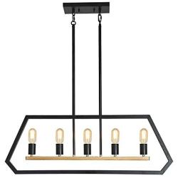 XIPUDA Modern Pendant Light Fixture Farmhouse Kitchen Island Lighting Oil Black and Tinting Rustic Dinning Room Ceiling Chandelier (5-Light)