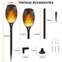 Staaricc 10Pack-12LED Solar Lights Outdoor, Solar Tiki Torches with Flickering Flame for Halloween&Christmas, Waterproof Festive Decoration&Romantic Landscape Lights for Garden Pathway-Auto On/Off