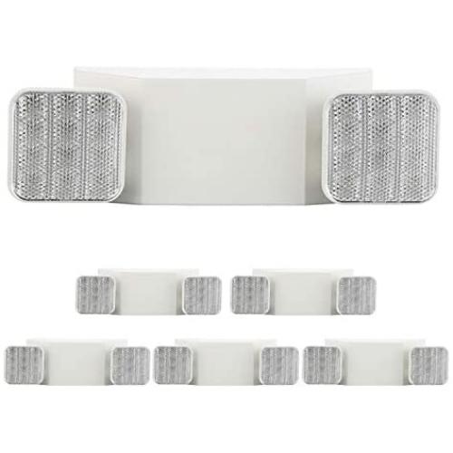 EXITLUX 6 Pack LED White Emergency Exit Fixture with Battery Backup -UL LED Emergency Lighting and 2 LED Heads Adjustable Light Heads for Indoor Outdoor Emergency Lighting EXITLUX 6 Pack LED White Emergency Exit Fixture with Battery Backup -UL LED Emergency Lighting and 2 LED Heads Adjustable Light Heads for Indoor Outdoor Emergency Lighting