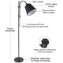 CO-Z Floor Task Lamp with Gooseneck Adjustable, Rustic Standing Reading Lamps with Black Fabric Shade, 64 Modern Floor Lamp for Living Room Bedroom Reading Office Farmhouse, UL.