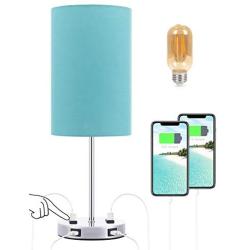 Touch Control Bedside Table Desk Lamp, Acaxin Small End Nighstand Lamps for Bedroom/livingroom - 3-Way Dimmable & 2 USB Charging Ports & 2 -Pins Outlets for Phones and laptops (LED Bulb Included)