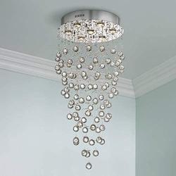 Aida Chrome Pendant Chandelier 17 3/4'' Wide Modern Pouring Bubble Crystal Glass Globes 7-Light Fixture for Dining Room House Foyer Kitchen Island Entryway Bedroom Living Room - Vienna Full Spectrum