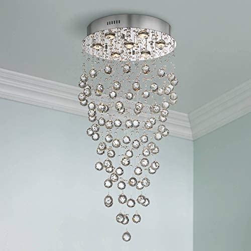 Aida Chrome Pendant Chandelier 17 3/4'' Wide Modern Pouring Bubble Crystal Glass Globes 7-Light Fixture for Dining Room House Foyer Kitchen Island Entryway Bedroom Living Room - Vienna Full Spectrum