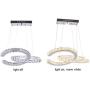 Modern 2 C Rings Crystal Chandelier Lighting LED Pendant Light Fixture Adjustable Stainless Steel Ceiling Hanging Lamp for Dinning Room Living Room Bedroom Kitchen (Warm White)