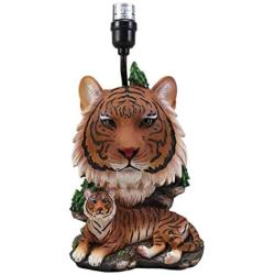 Ebros Wildlife Orange Bengal Tiger Desktop Table Lamp Statue with Tan Fabric Shade As Home Decor of Tigers Jungle Giant Cats Exotic Animals Lighting Accessory