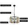 Bizinlumin Luxury Round Gold Pendant Lighting, Modern Black Dining Room Chandelier Light Fixture Industrial Metal Cage Living Room Entry Bedroom Drum Light 4 Lights Edison E26 BY19002G