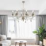 VINLUZ 8 Light Contemporary Pendant Lighting for Dining Room,Brushed Nickel Kitchen Island Ceiling Hanging 8 Arms Farmhouse Chandelier Light Fixture for Living Room Bedroom Foyer