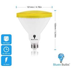 2 Pack Par38 Amber Yellow LED Bug Light Bulb E26 Flood Light Bulb - 10W 100W Equivalent, Warm Bug-Free Lighting for Home, Porch, Yard, Indoor Outdoor, Patio, Holiday, Party Bulb, Insect Repellent