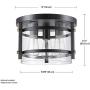 Globe Electric Wexford 3 Flush Mount Ceiling Light, Brass Detail, 60417, 8.13'', Dark Bronze with Clear Glass