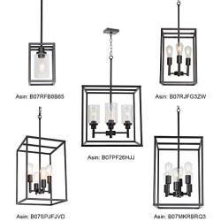 4 Light VINLUZ Oil-Rubbed Bronze Foyer Pendant Light Industrial Vintage Square Wide Cage Farmhouse Chandelier for Dining Room Foyer Entryway Kitchen