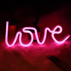 Pink Love Led Neon Light Art Decorative Novelty Neon Sign Wall Table Decor for Halloween Party Children’s Room Living Room Bar Hotel Decoration