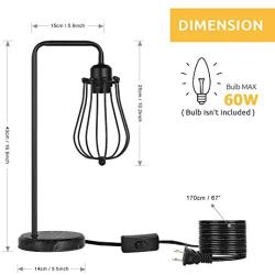 HAITRAL Edison Table Lamp - Industrial Vintage Bedside Nightstand Lamp with Marble Base for Bedroom, Living Room, Guest Room, Office, Black