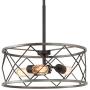 ISURAUL Metal Chandelier, Dining Room Lighting Fixtures Hanging, Drum Pendant Lamps for Foyer, Kitchen Island, W15.5'' x H6'', Antique Silver Finish