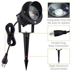 J.LUMI GBS9809 LED Outdoor Spotlight 9W, 120V AC, Replaces 75W Halogen, Metal Ground Stake, Daylight White, Outdoor Flag Light, Landscape Spotlight, UL-Listed Cord with Plug, Not Dimmable