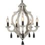DOCHEER Vintage Rustic Metal Wooden Chandelier Distressed White Farmhouse 5- Lights Wooden Chandeliers Pendant Lighting Fixtures for Dining Room, Bedroom, Living Room, Bathrooms Lighting