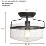 Tangkula Industrial Ceiling Light Fixture, Seeded Glass Shade, Semi Flush Mount Ceiling Light w/ Black Metal Base, Farmhouse Pendant Lighting for Dining Room, Bedroom, Cafe, Bar, Entryway (Black)