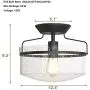 Tangkula Industrial Ceiling Light Fixture, Seeded Glass Shade, Semi Flush Mount Ceiling Light w/ Black Metal Base, Farmhouse Pendant Lighting for Dining Room, Bedroom, Cafe, Bar, Entryway (Black)