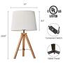 MOTINI 21'' Tripod Table Lamp Modern Besides Desk Lamp Bamboo with White Fabric Shade for Bedroom Study Livingroom End Table Light UL Listed