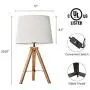 MOTINI 21'' Tripod Table Lamp Modern Besides Desk Lamp Bamboo with White Fabric Shade for Bedroom Study Livingroom End Table Light UL Listed