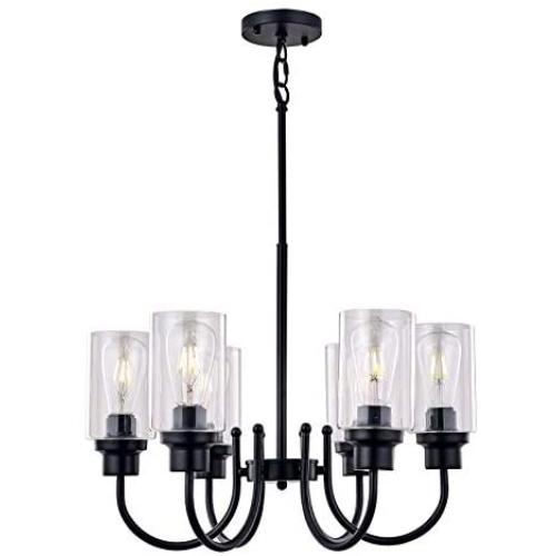Sivilynus Dining Room Lighting Fixtures Hanging Chandelier Light 6 Lights Black Farmhouse Kitchen Island Vintage Rustic Fixture for Dining Room Living Room Foyer Porch