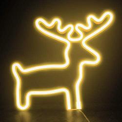 FUNPENY Reindeer Neon Christmas Decorative Light, Neon Sign Christmas Deer Shaped Decor Light, Warm White LED Christmas Indoor Decor for Living Room, Birthday Party, Wedding Party (Warm White)