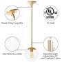 MOTINI Globe Pendant Light, 1-Light Gold Brushed Brass Pendant Lighting with 8'' Clear Glass Shade, Single Hanging Light Fixture for Kitchen Island, Dining Room