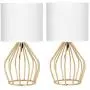 HAITRAL Gold Table Lamps Set of 2 - Minimalist Table Lamps, Modern Gold Lamp with Hollowed Out Base and White Fabric Shade, Small Nightstand Lamps for Living Room, Girls Room, Gifts - Gold