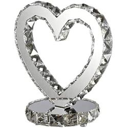 Table Lamps Dimmable LED Table Lamp Button Switch Crystal Heart-Shaped Mirror Stainless Steel Bedside Lamp Bedroom Living Room Modern Table Lamps Desk Lamps Reading Lamps (Size : 28cm)