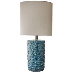 Amazon Brand - Rivet Geometric Ceramic Living Room Table Desk Lamp, 22.75'', Blue