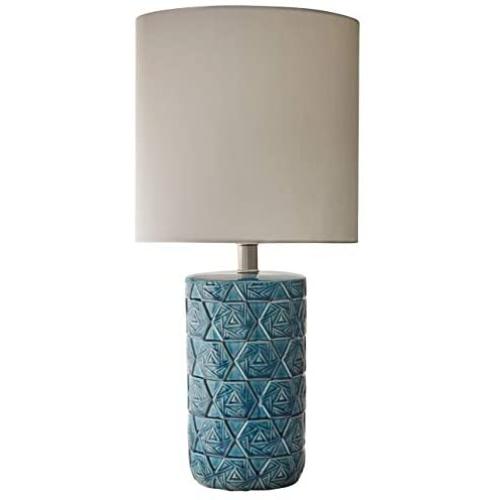 Amazon Brand - Rivet Geometric Ceramic Living Room Table Desk Lamp, 22.75'', Blue