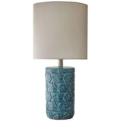 Amazon Brand - Rivet Geometric Ceramic Living Room Table Desk Lamp, 22.75'', Blue