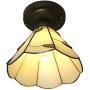 SUSUO Rustic Flush Mount Ceiling Light with Stained Glass Shade Minimalist Tiffany Ceiling Fixture for Bedroom Living Room Hallway Kitchen