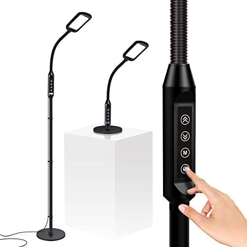 Brightech Litespan 2 in 1 Floor & Desk Lamp, LED - Bright Craft & Office Reading Lamp - Natural Daylight Esthetician Light for Lash Extensions - Gooseneck Pole Lamp for Precise Tasks - Black