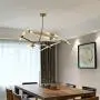 KALRI Modern Metal Sputnik Chandelier Lamp Tree Branch Pendant Lighting Ceiling Fixture with Frosted Glass Lampshade for Dining Room, Living Room, Kitchen Island, Hotel, Coffee Shop (Gold-14Lights)