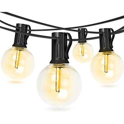 FungLam 2 Pack 25Ft G40 Globe String Lights with 25+2 Plastic Clear Bulbs, UL Listed Backyard Patio Lights, Hanging Waterproof Lights for Indoor/Outdoor Commercial Decor