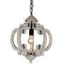 DOCHEER Vintage Distressed White Metal Wood Chandelier 1-Light Wooden Pendant Chandeliers Light Fixtures for Dining Room, Living Room, Bedroom, Kitchen Island, Foyer, Entryway, Hallway
