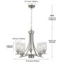 BONLICHT Traditional Chandelier Lighting 5 Light Brushed Nickel Modern Light Fixtures Hanging Pendant Lighting with Clear Glass Shade Classic Ceiling Lights for Kitchen Dining Room Living Room Island