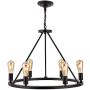 Sivilynus Round 6 Lights Black Farmhouse Chandelier Classic Ceiling Hanging Vintage Rustic Light Fixture for Dining Room Living Room Foyer Porch Kitchen Island