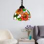 LITFAD Elegant Tiffany Style Pendant Light with Oversize Sunflower Pattern One-Light LED Ceiling Hanging Pendant Lamp Chandelier for Kitchen Island Dining Room Restaurant - B