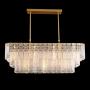 Moooni Modern Luxury Rectangular Crystal Chandelier Rectangle Pendant Light Fixture for Kitchen Island Dining Room Gold Finish L40” x W15” x H14”