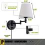 Capslpad Adjustable Swing Arm Wall Sconces Set of 2 Wall Lamps with Plug in Cord Metal Base/White Shade Modern Lights Fixtures for Bedroom Living Room Office Bedside Reading Lamp