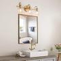 LALUZ Bathroom Light Fixtures, Gold Vanity Light Fixture with Clear Glass Shades for Bathroom, Powder Room, L 22'' x H 9'' x W 7''