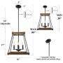 KSANA Farmhouse Chandelier, Vintage Foyer Faux Wood Lantern Light Fixtures Hanging, 4-Light Pendant Lighting for Kitchen Island, Dining Room, Hallway and Entryway
