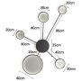 LITFAD Sputnik LED Flush Mount Ceiling Light Fixture with Ring Shade Post Modern Silicon Gel Ceiling Lamp Wall Light Fixtures in Black for Dinning Room Bedroom Living Room - White Light