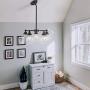 Large Chandeliers Contemporary 5-Light Modern Clear Glass Shades Pendant Lighting Black Dining Room Adjustable Lampholder Lighting Fixtures Hanging Height Adjustable Ceiling Lights (5-Light)