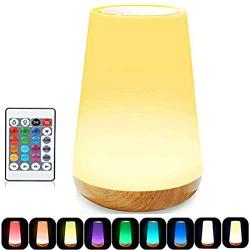 ROYFACC LED Night Light Touch Lamp Bedside Table Lamp for Kids Bedroom Rechargeable Dimmable with Remote Control Warm White Light RGB Color Changing